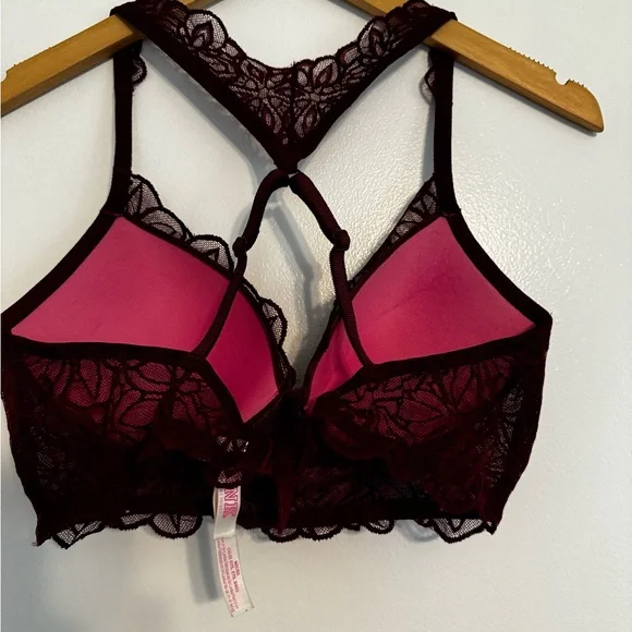 VS Pink Lace Bralette in Deep Burgundy - Picture 3 of 4